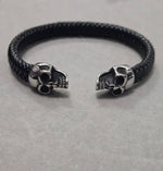Load image into Gallery viewer, LEATHER SKULL BRACELET