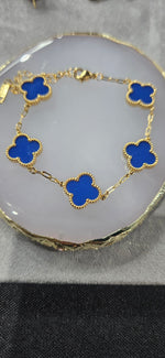 Load image into Gallery viewer, Blue Clover Bracelet 18K Gold Plated