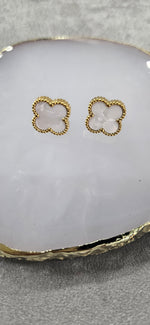 Load image into Gallery viewer, White Clover Earrings 18K Gold Plated