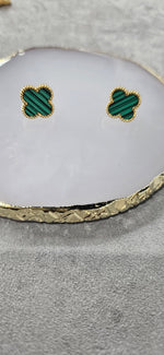 Load image into Gallery viewer, Green Clover Earrings 18K Gold Plated