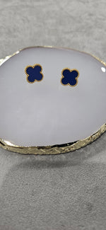 Load image into Gallery viewer, Blue Clover Earrings 18K Gold Plated