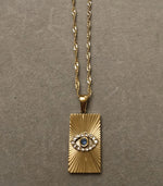 Load image into Gallery viewer, Evil Eye Rectangle Necklace- 18K Gold Plated