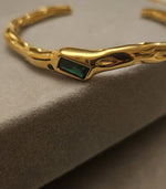 Load image into Gallery viewer, Green Stone Cuff Bangle