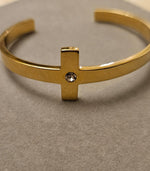 Load image into Gallery viewer, Cross Bangle- 18K Gold Plated