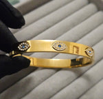 Load image into Gallery viewer, Evil Eye Clip Bangle 18K Gold Plated