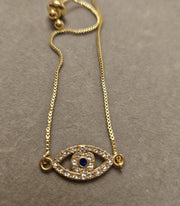 Adjustable Evil Eye Bracelet- 18K Gold Plated
