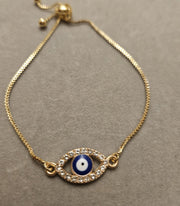 Adjustable Evil Eye Bracelet- 18K Gold Plated