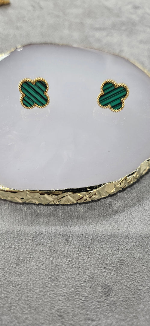 Green Clover Earrings 18K Gold Plated