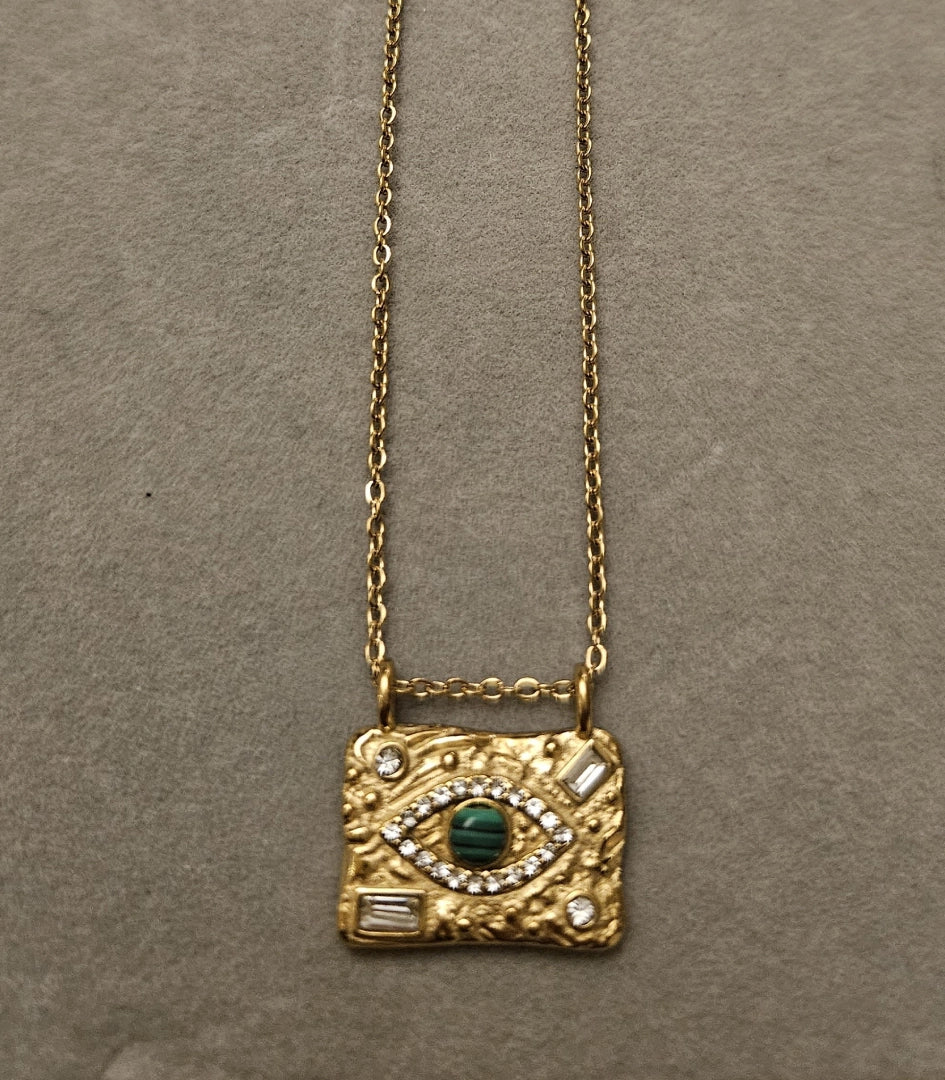 Evil Eye Square- 18K Gold Plated