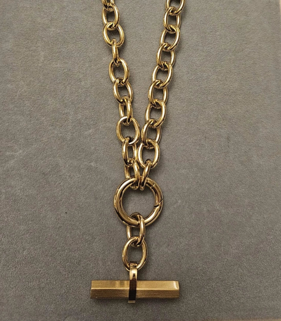 T-Bar Necklace- 18K Gold Plated